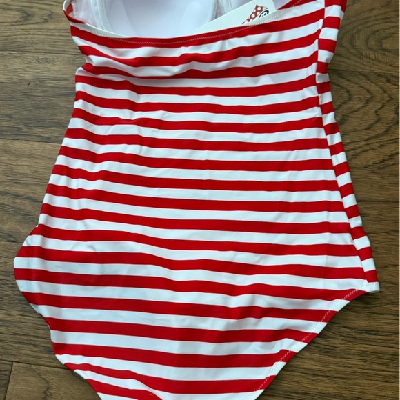 NWT - Belsira Neck-holder Candy Striped Vintage Style Swimsuit (RED) - Picture 9 of 12